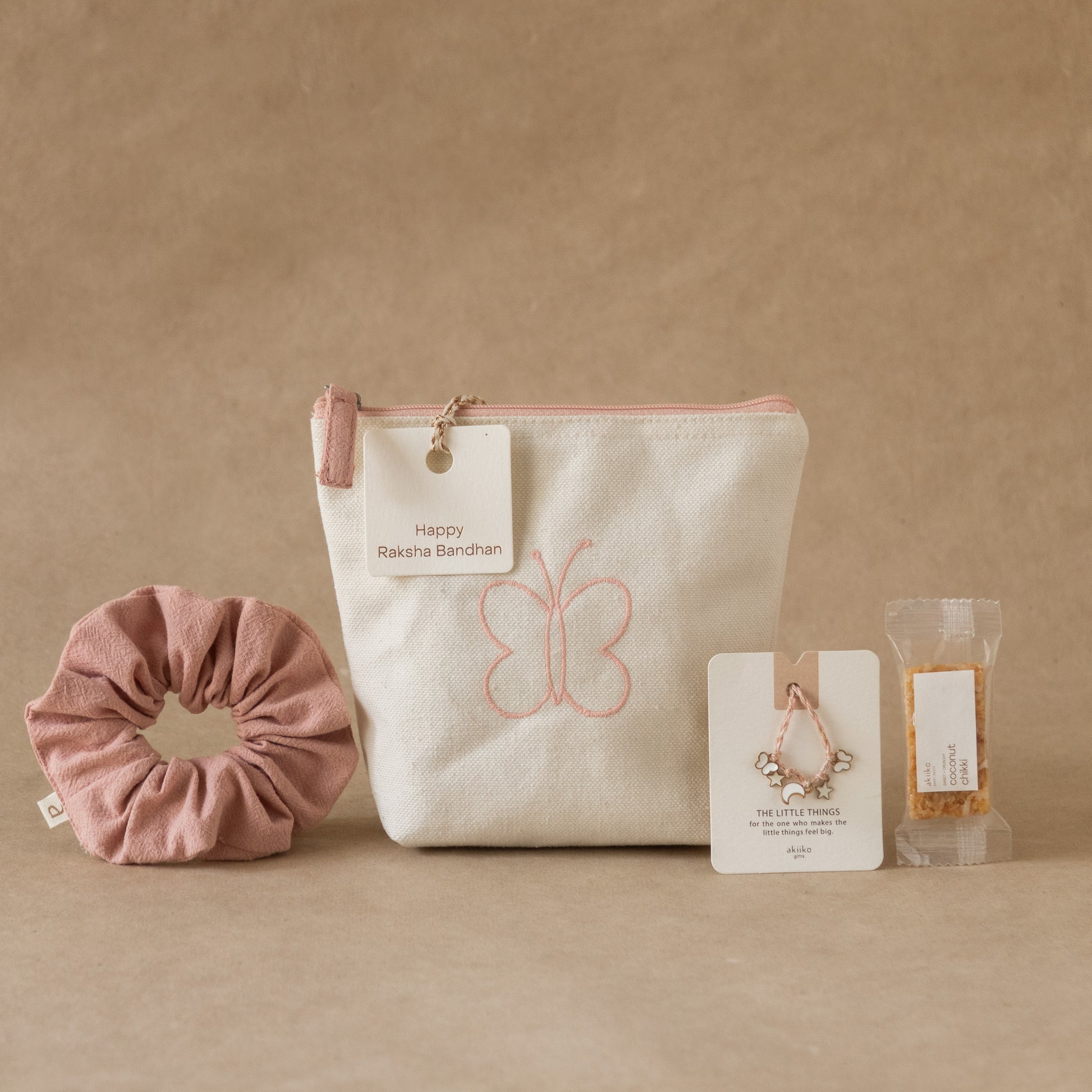 Pink Flutter: Butterfly Rakhi Gift Set