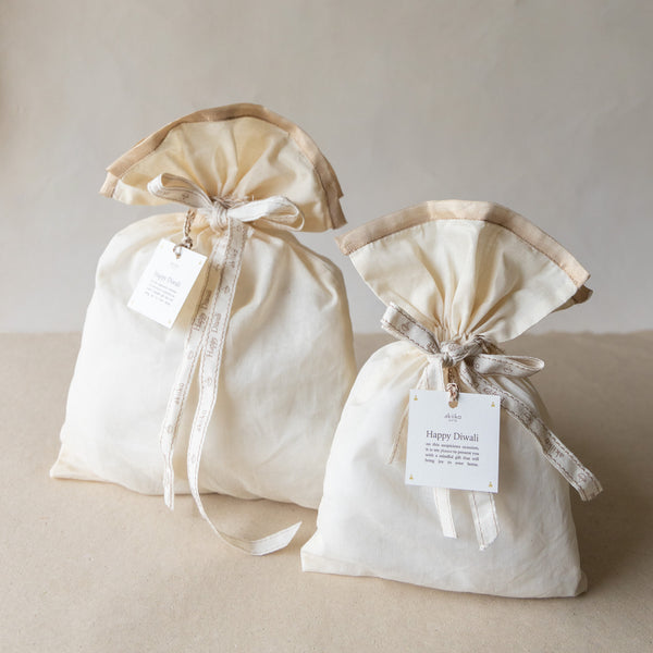 Soft Gold Diwali Gift Drawstring Bag