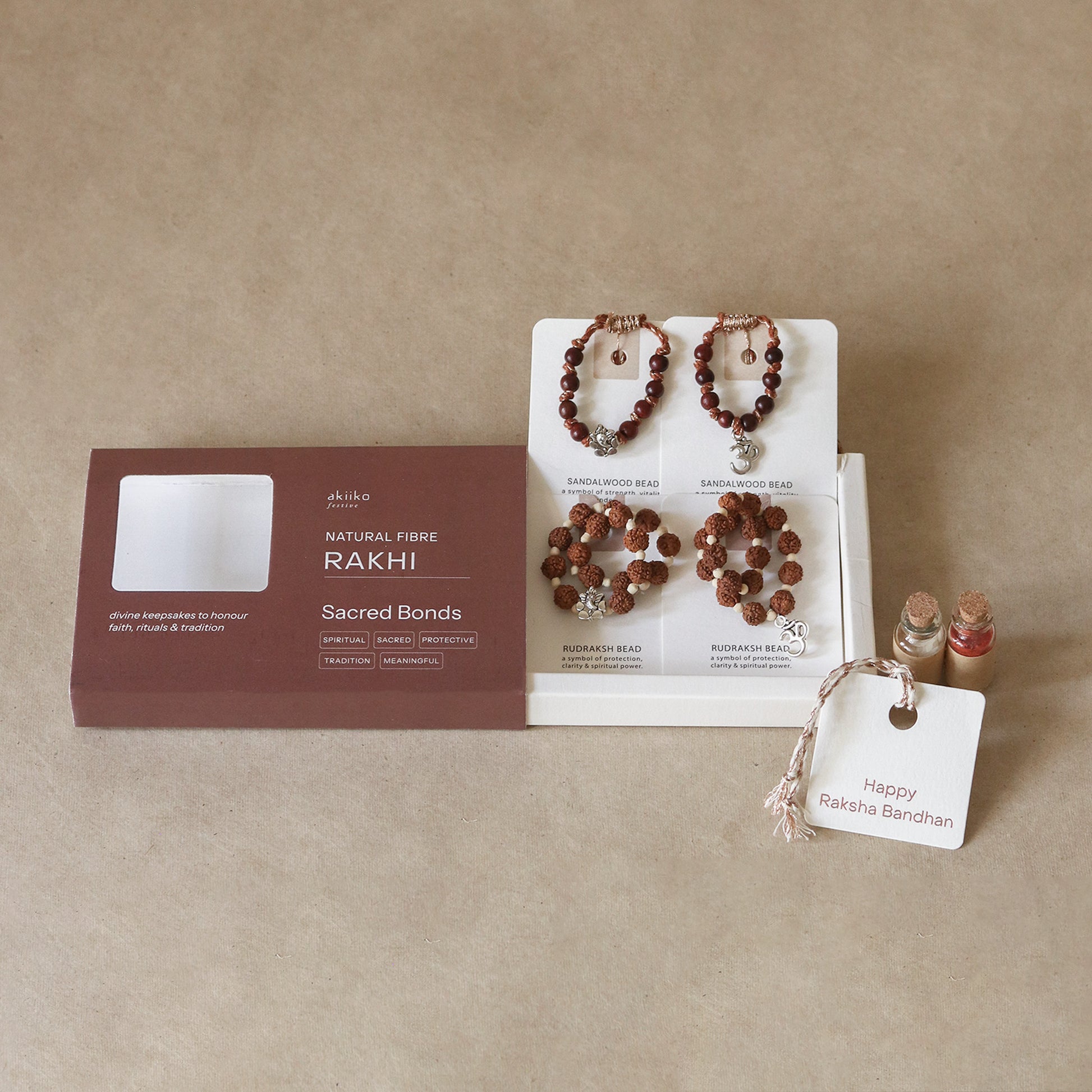 Sacred Charms & Beads Rakhi Set (4 rakhis)