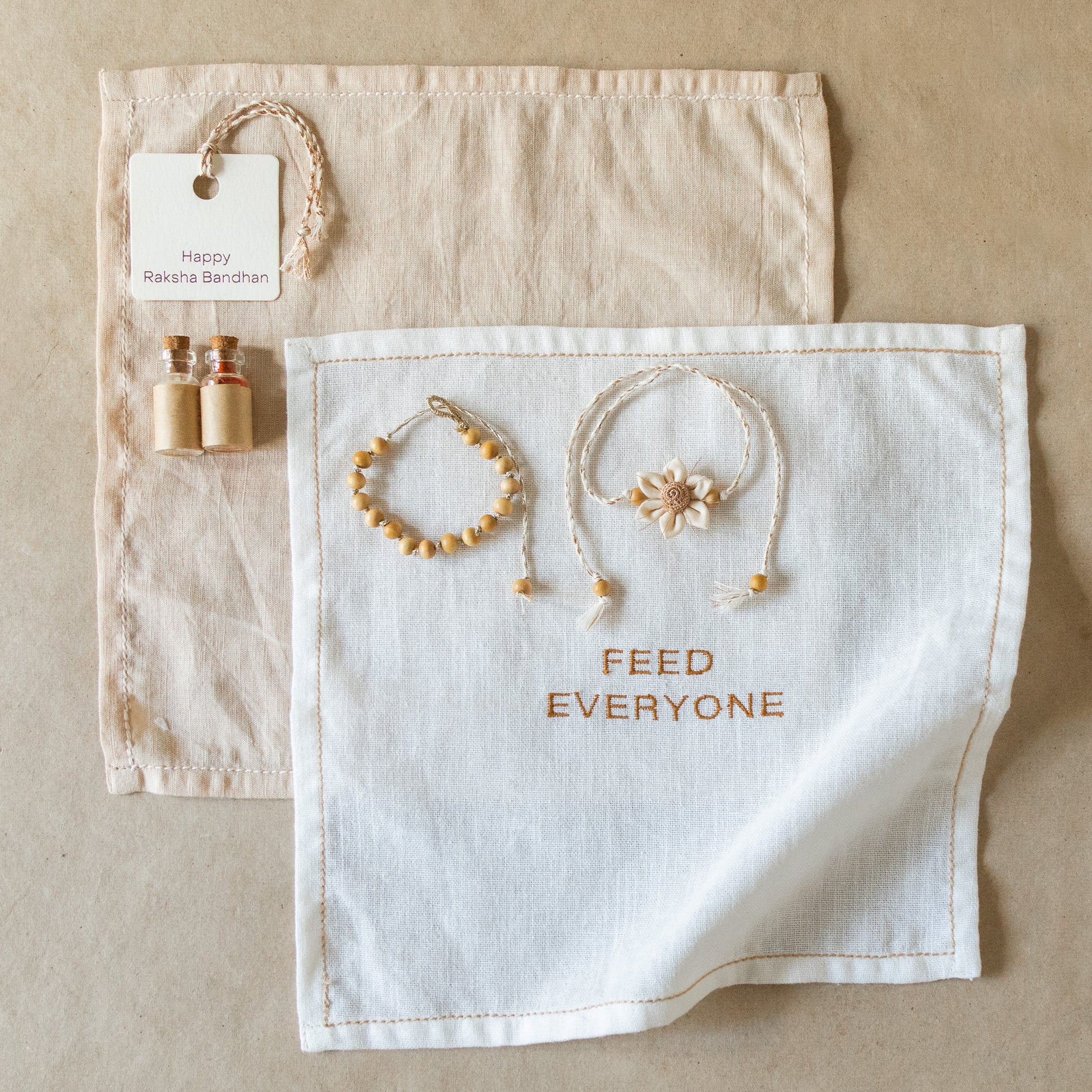 Table for Two: Linens & Rakhi Gift Set