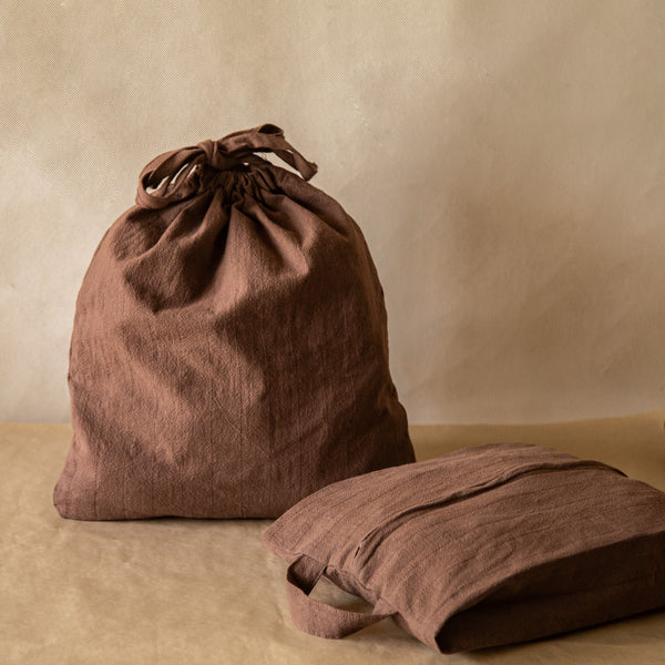 Espresso Crinkle Packing Duo (shoe bag + laundry bag)
