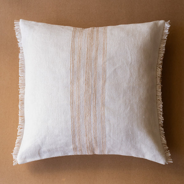 Linen Stripe Fringe Festive Cushion Cover