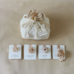 Golden Glow Potli Set (3 Rakhis, 1 Lumba)