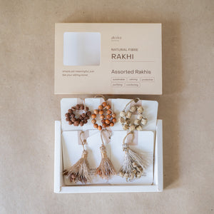 Assorted Sacred Bead Rakhi Set (3 rakhis, 3 lumbas)
