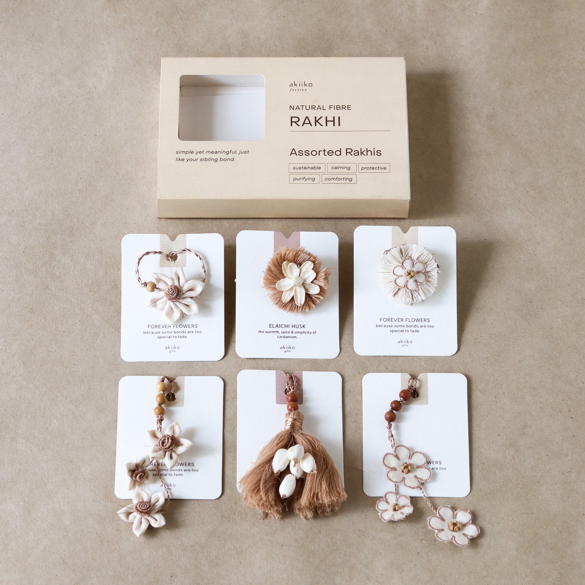 Pure Bloom Assorted Rakhi Set (3 rakhis, 3 lumbas)