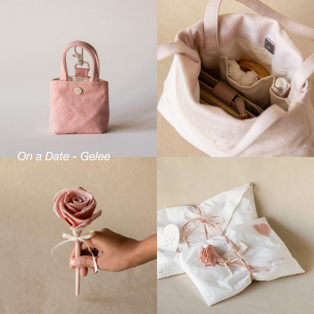 On a Date' Bag + Charm Gift Set with Rose (gelee)