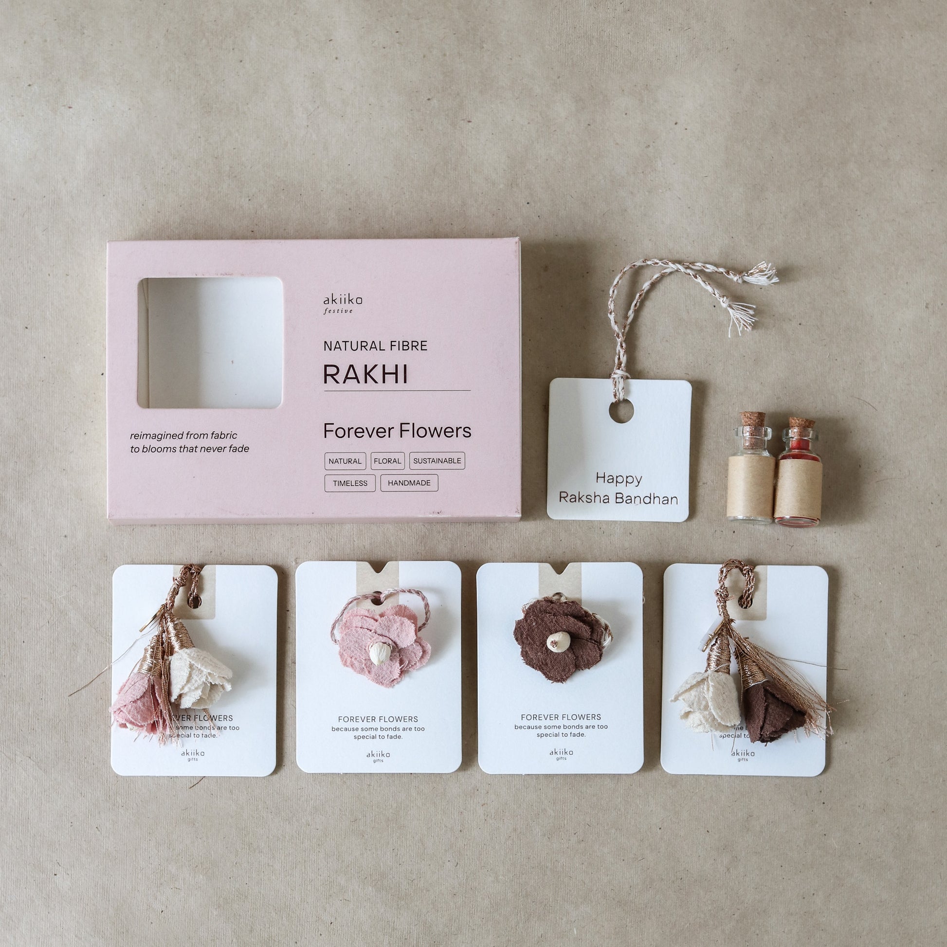Crinkle Cotton Bloom Rakhi Set  (2 rakhis, 2 lumbas)
