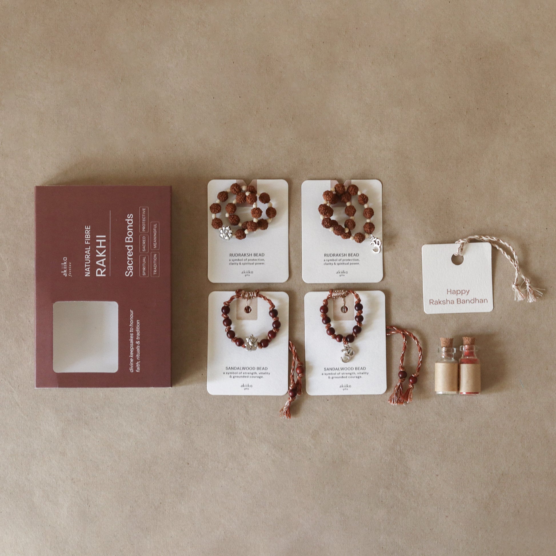 Sacred Charms & Beads Rakhi Set (4 rakhis)