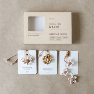 Jasmine Twirl Rakhi Trio (2 rakhis, 1 lumba) - akiiko 2