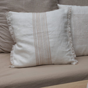 Linen Stripe Fringe Festive Cushion Cover