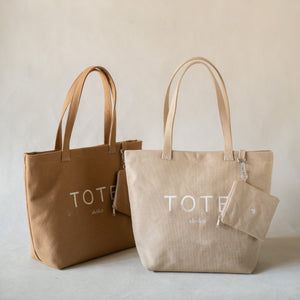 Grain Curve Embroidered Tote
