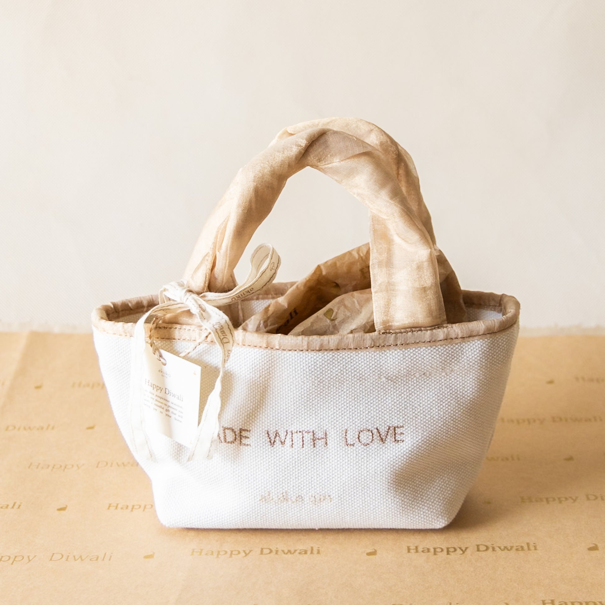 Soft Gold Canvas Gift Basket