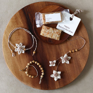 Jasmine Twirl Rakhi Trio (2 rakhis, 1 lumba) - akiiko 3
