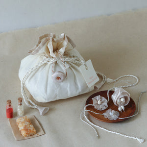 Silver Glow Potli Set (3 Rakhis, 1 Lumba)
