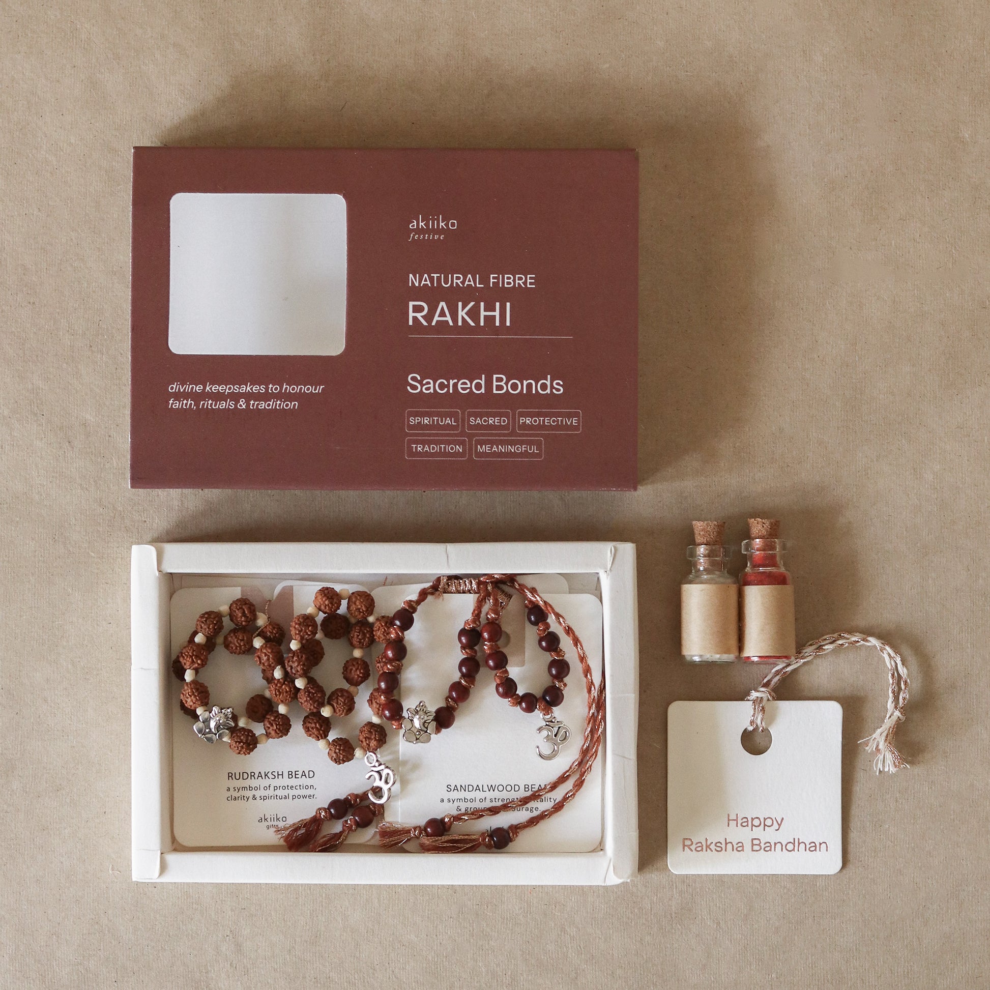 Sacred Charms & Beads Rakhi Set (4 rakhis)