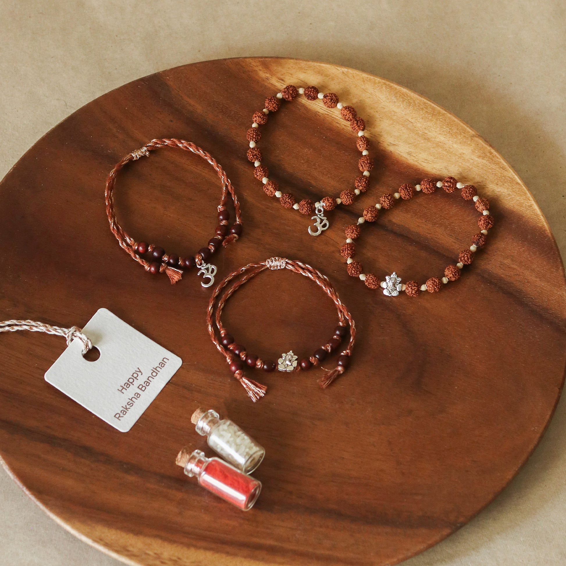 Sacred Charms & Beads Rakhi Set (4 rakhis)