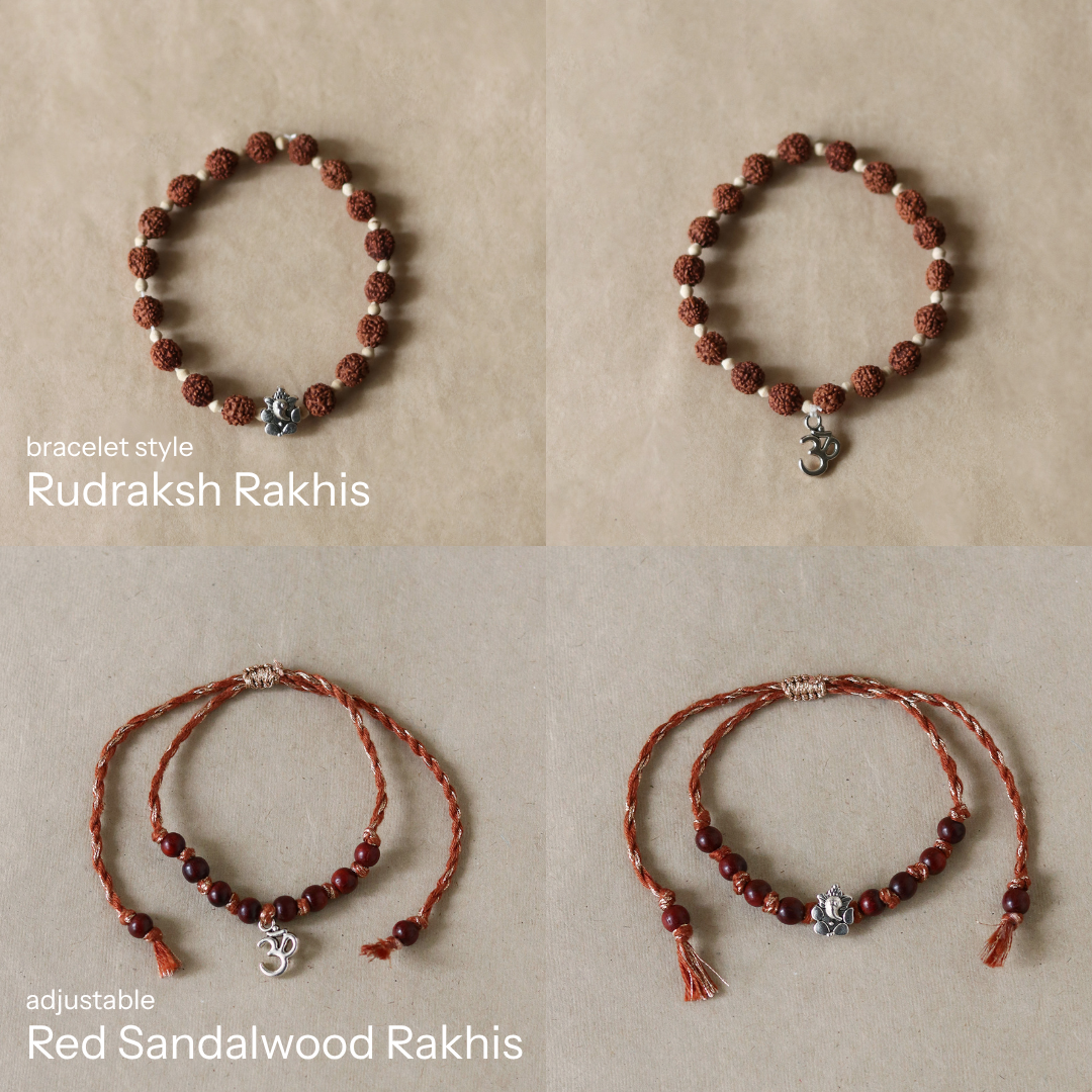 Sacred Charms & Beads Rakhi Set (4 rakhis)
