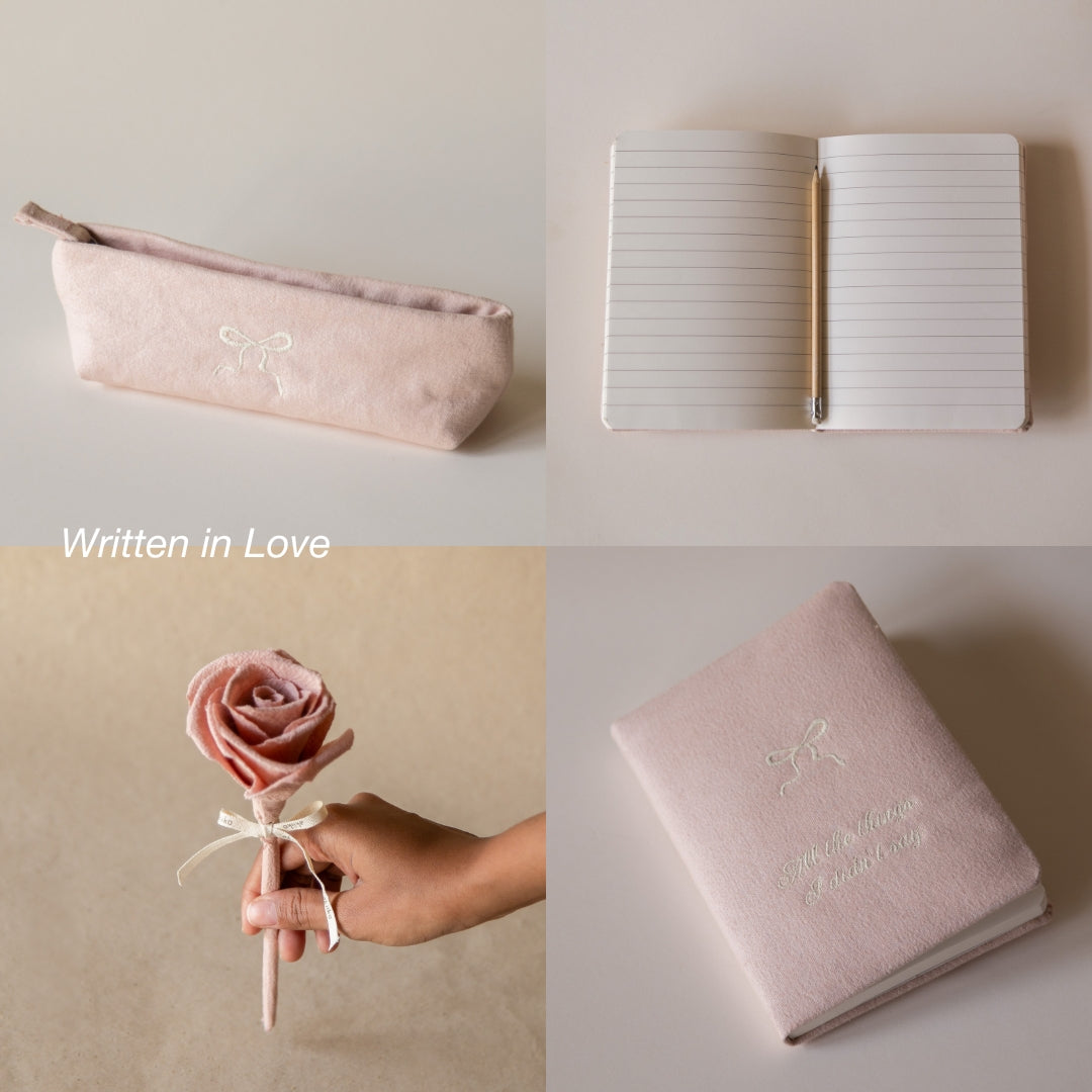 “Written in Love” Stationery Gift Set with Rose