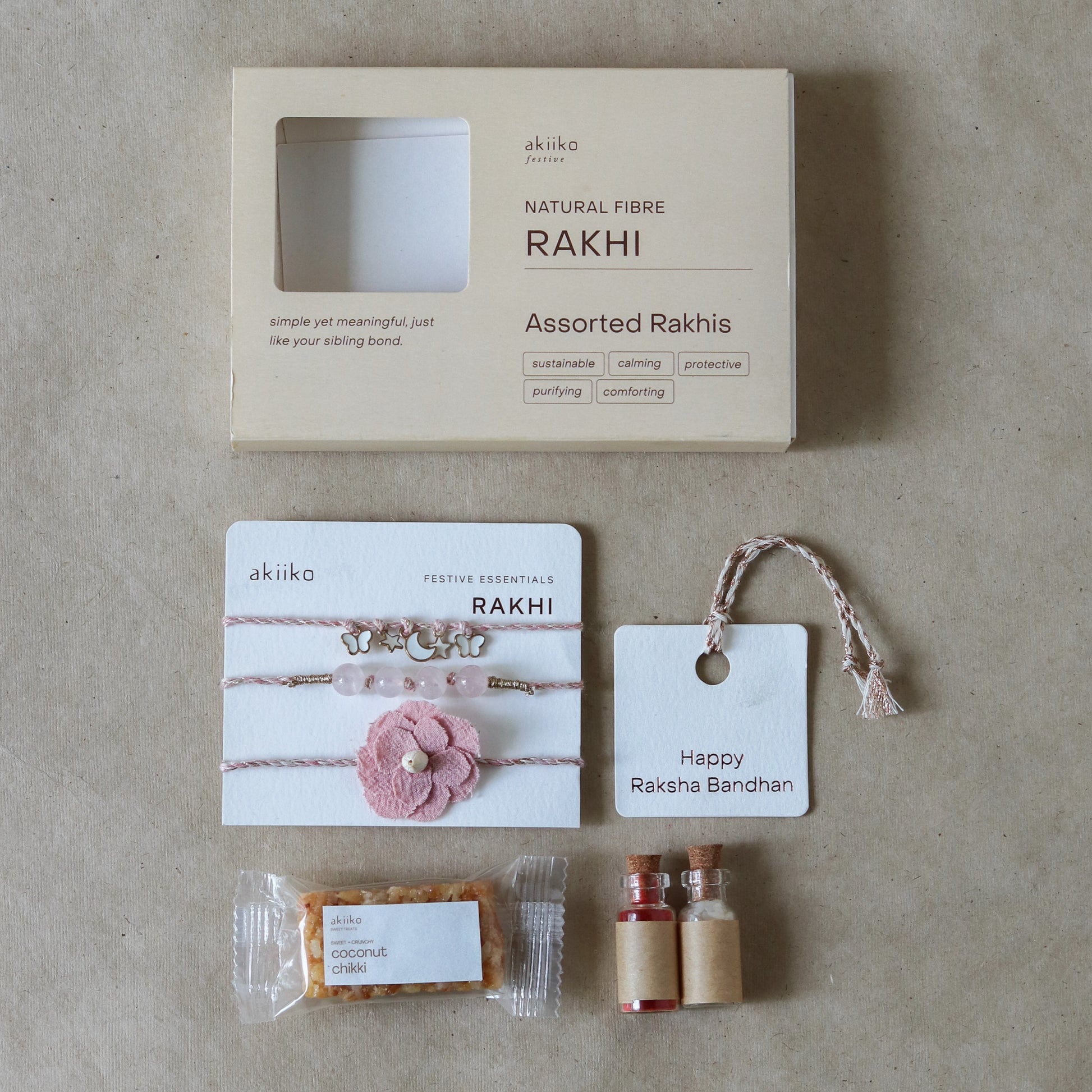 Rosy Aura Rakhi Set (3 rakhis)