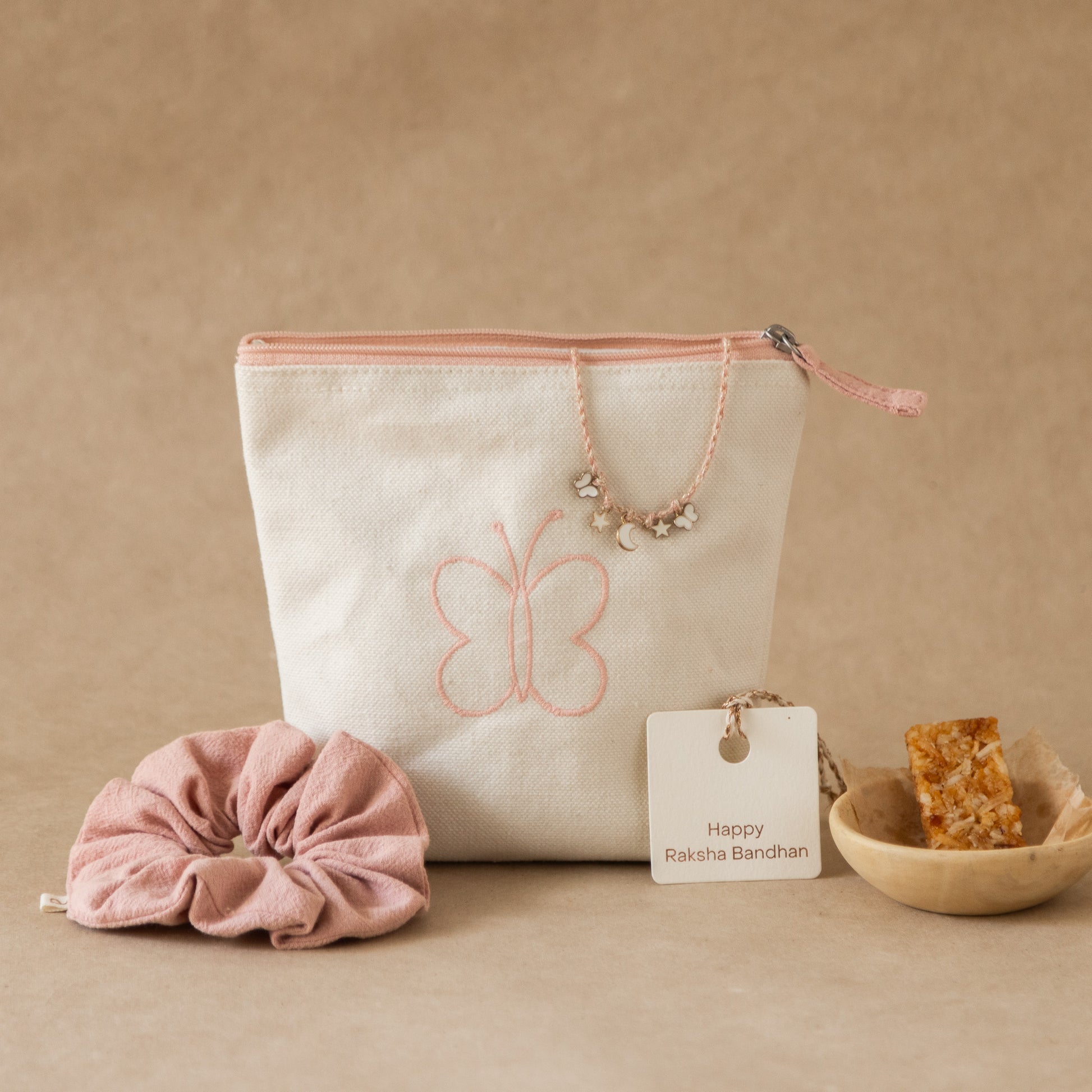 Pink Flutter: Butterfly Rakhi Gift Set