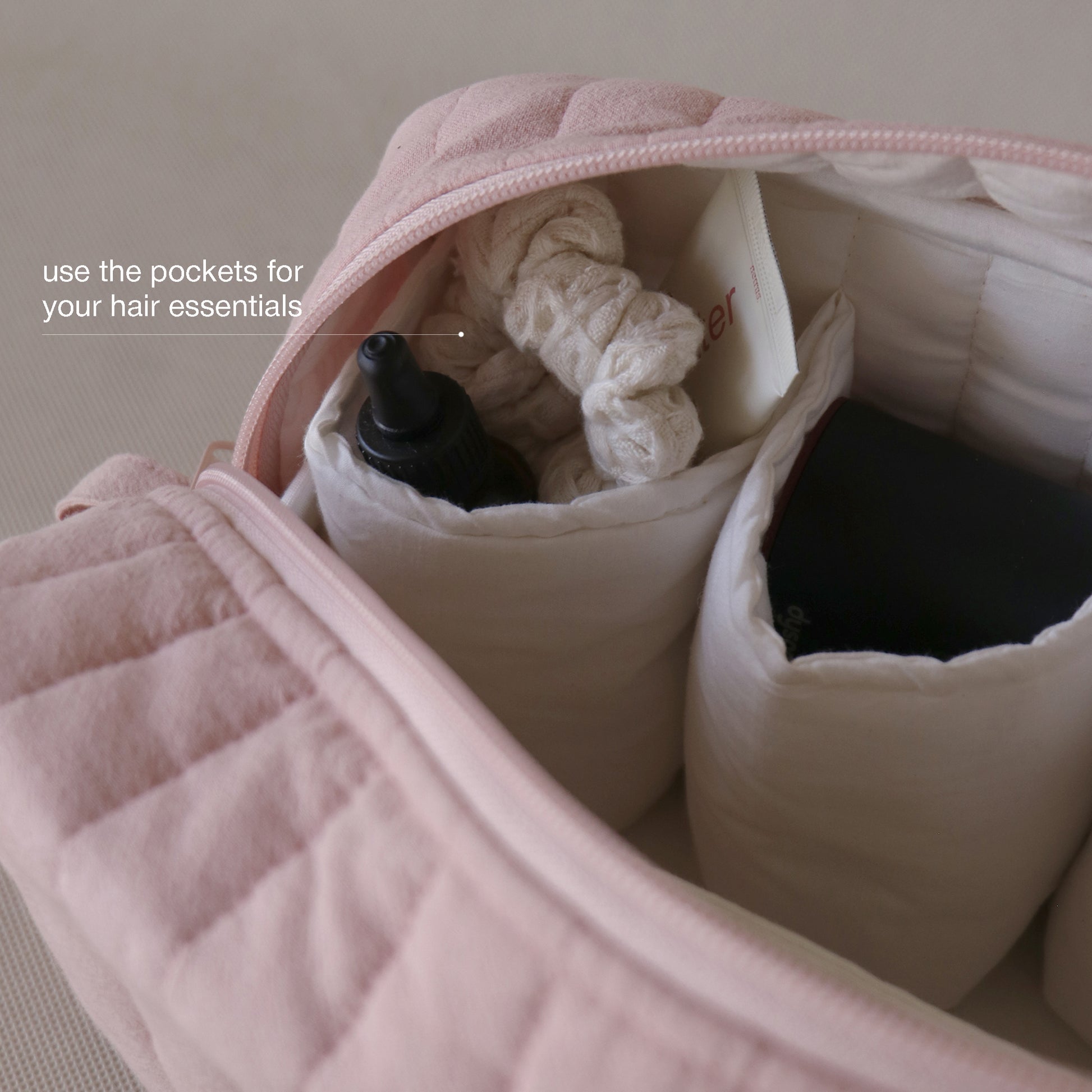 Crinkle Sectioned Long Pouch for Hair Supplies