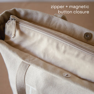 Grain Curve Embroidered Tote