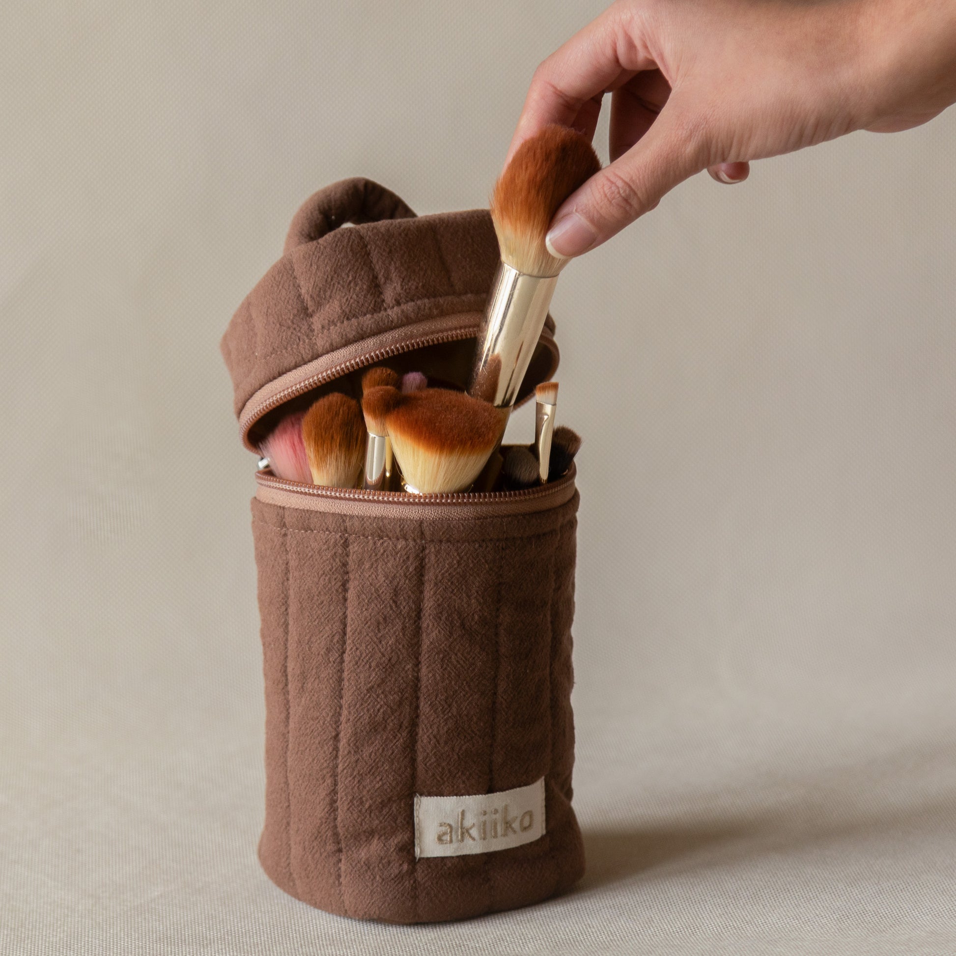 Espresso Crinkle Makeup Brush Pouch