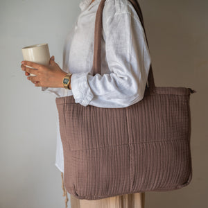 Fyra Grid Tote - Espresso