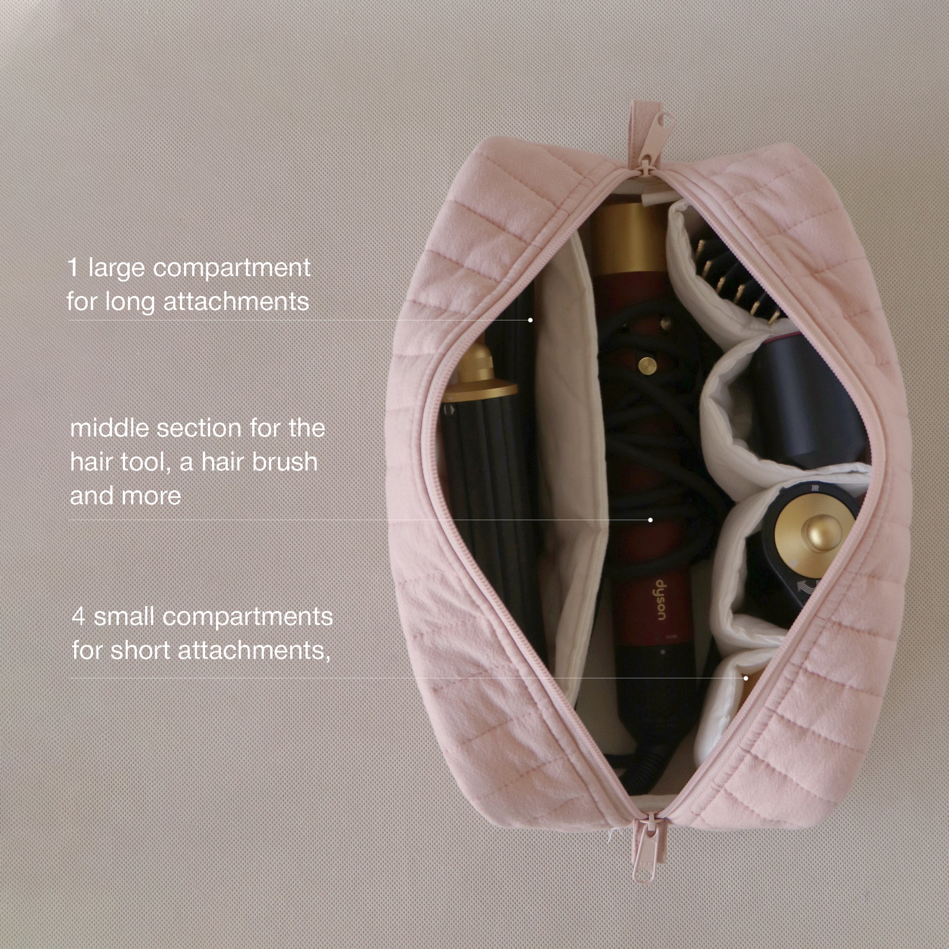 Crinkle Sectioned Long Pouch for Hair Supplies