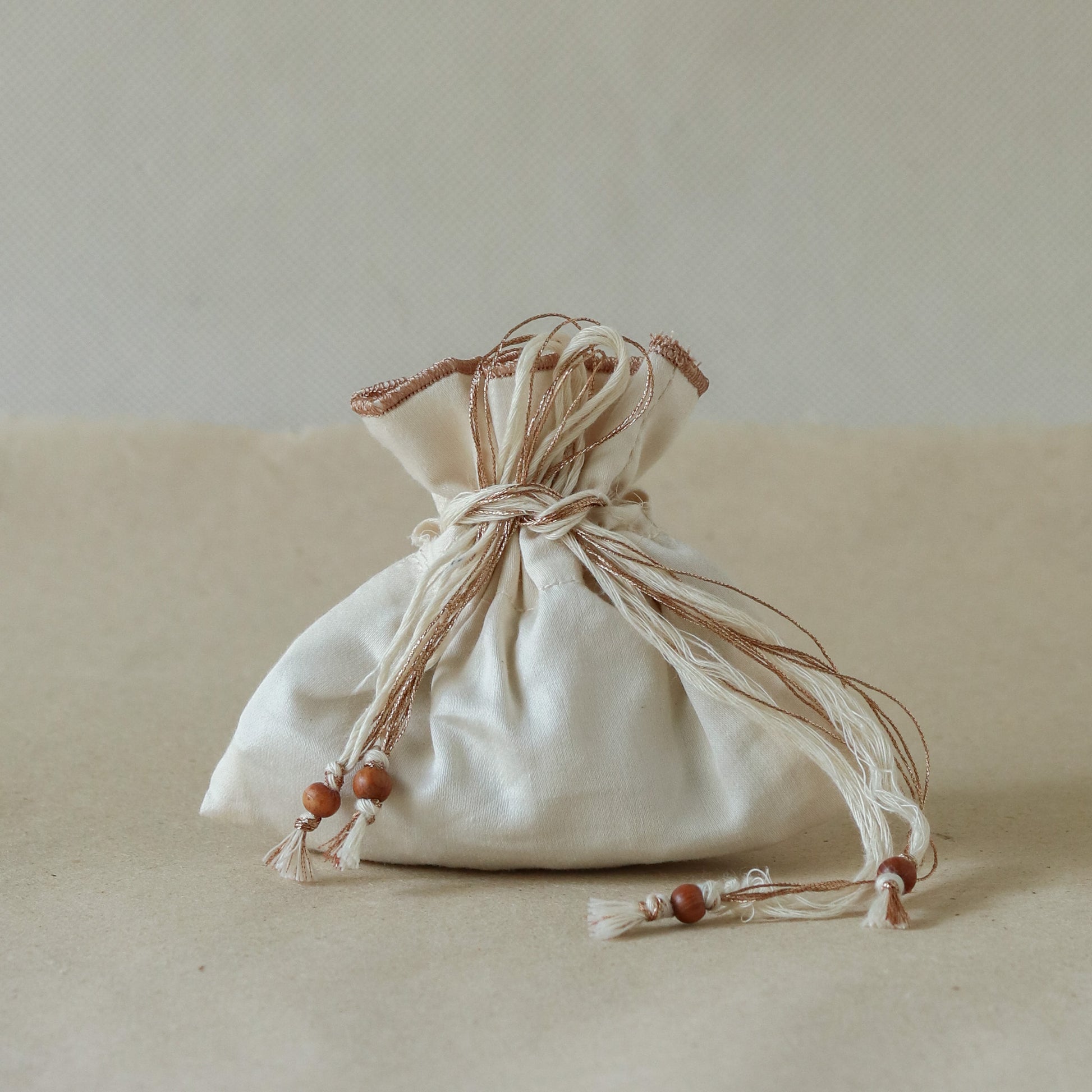 Satin & Bead Festive Pouch: small (cream)