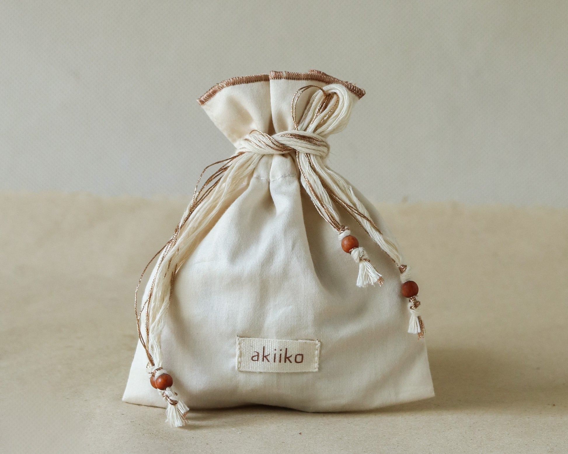 Satin & Bead Festive Pouch: large (cream)