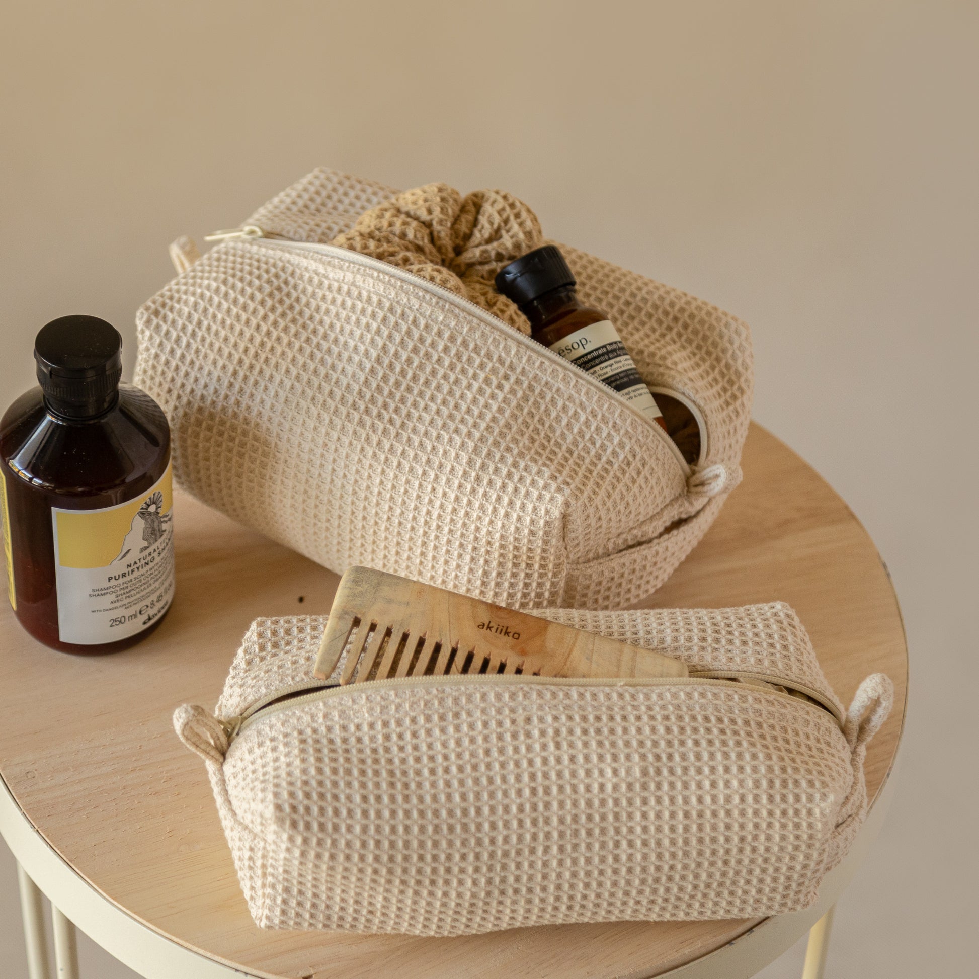 Waffle Accessory Pouch made from lightweight cotton waffle fabric