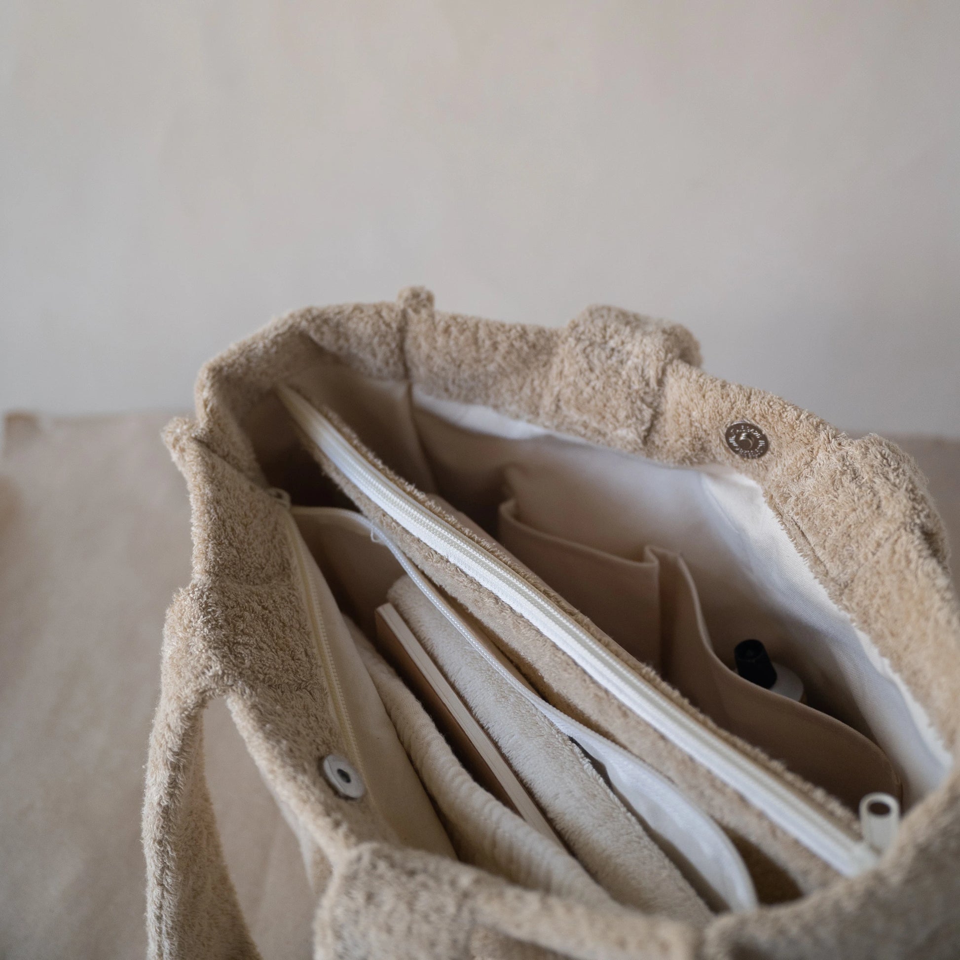 Cloud Tote (Large) in soft cotton terry with broad shoulder strap