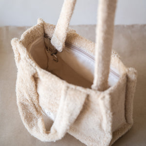 Cloud Tote (Small) in soft cotton terry with detachable sling strap and short handles
