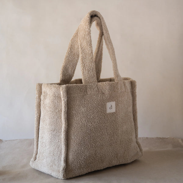 Cloud Tote (Large) in soft cotton terry with broad shoulder strap