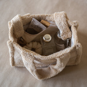 Cloud Tote (Small) in soft cotton terry with detachable sling strap and short handles
