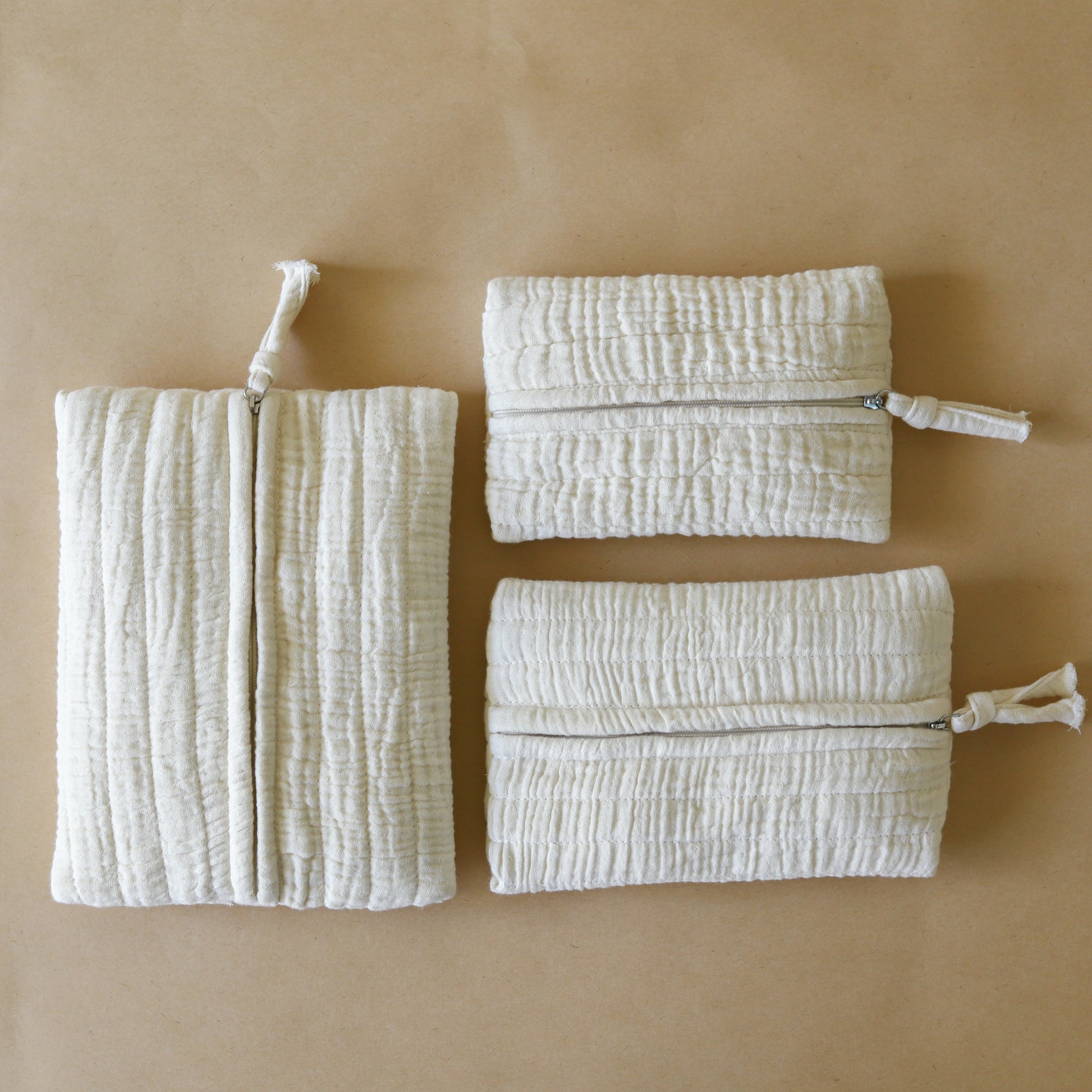 Fyra Rectangle Pouches set in three sizes, flat and compact