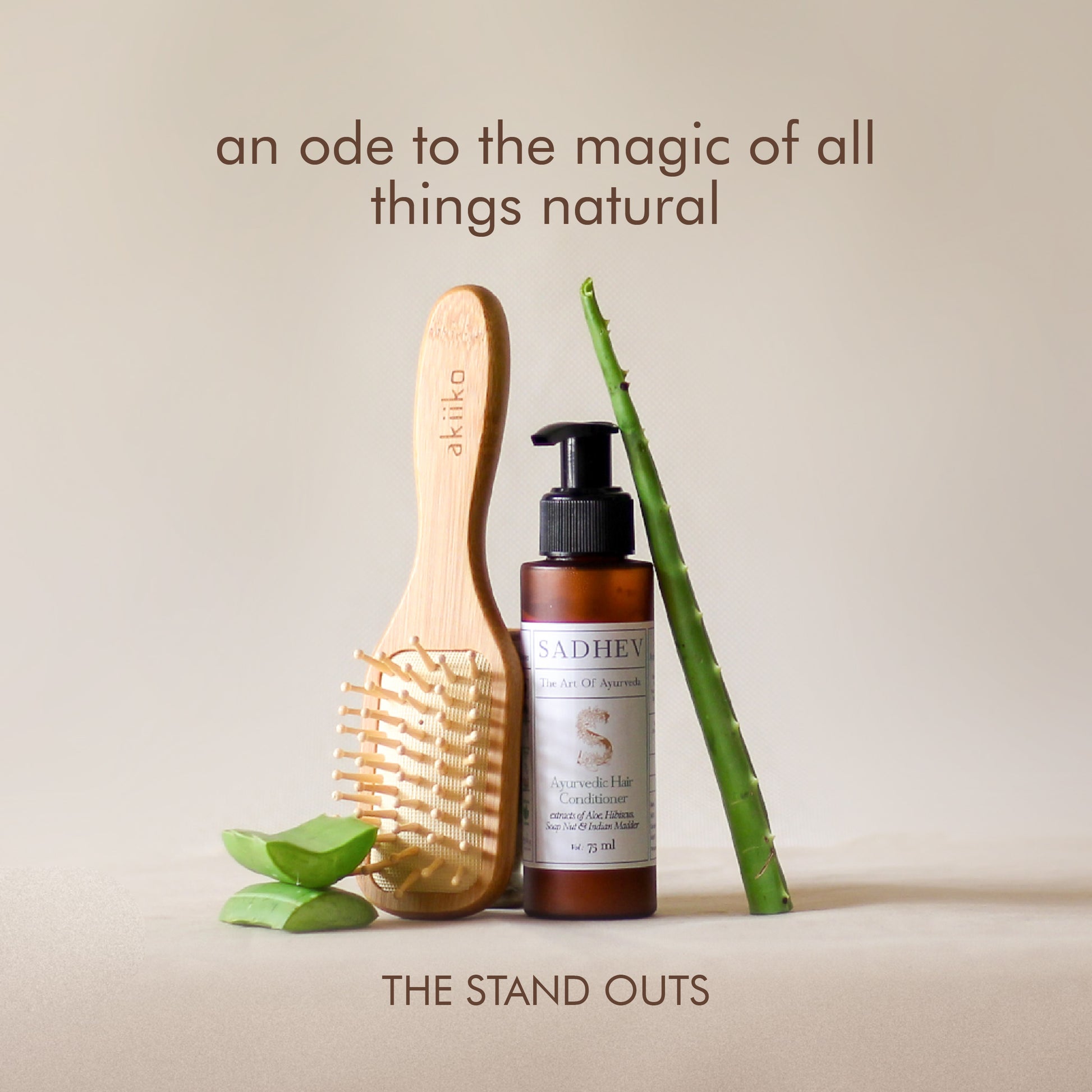 Roots & Rituals Hair Care Set featuring Ayurvedic shampoo and conditioner, bamboo hair brush, crinkle scrunchie, and curl pouch.