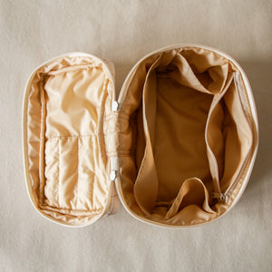 Quilted crinkle-cotton “Glow Good” Rosette makeup vanity, Up view