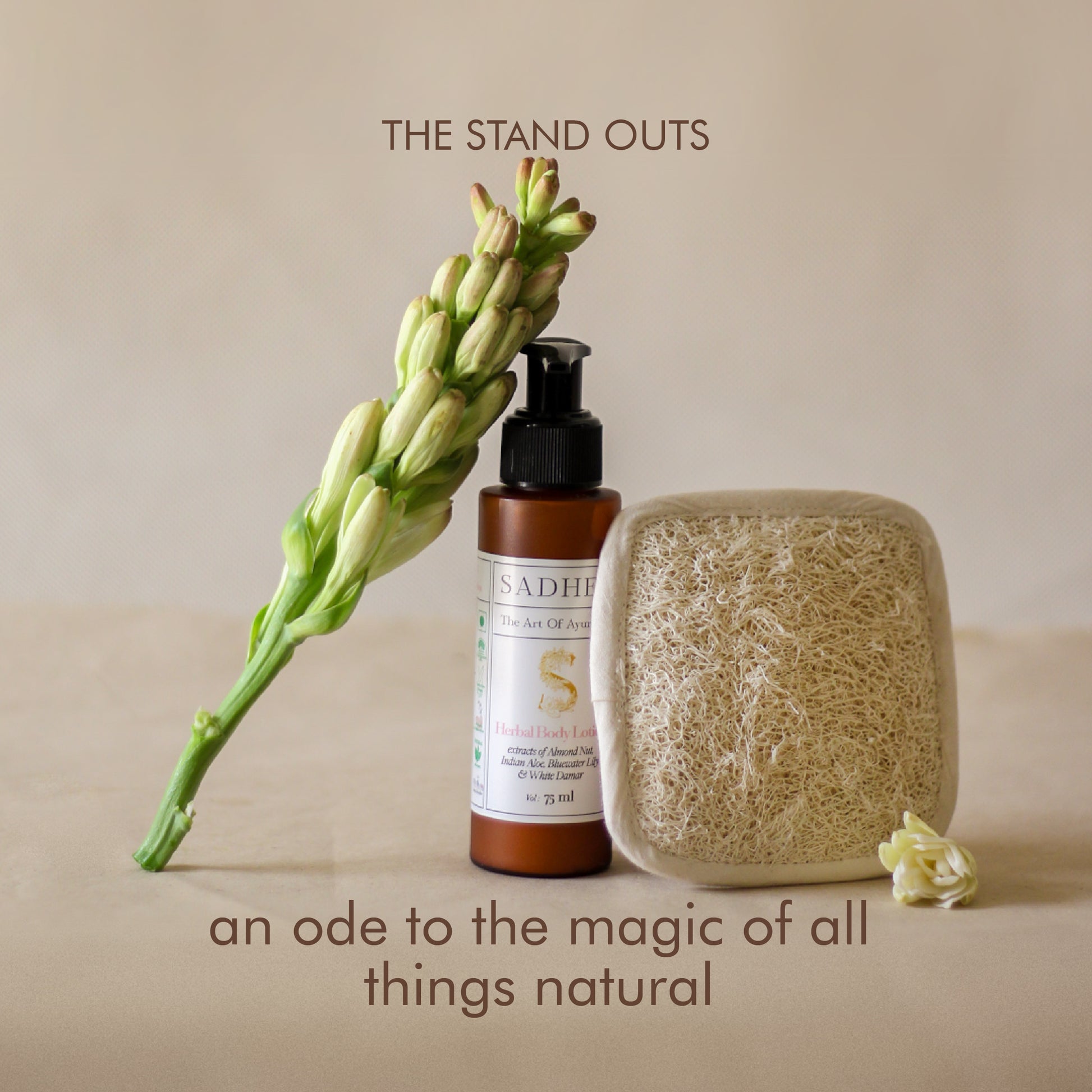 Soak & Soothe Bath Kit featuring Ayurvedic shower gel, body lotion, waffle luffa scrubber, latte waffle bath towel, cozy bath slippers, and a waffle storage basket.