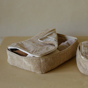 Soft terry packing cube in 100% cotton with zip closure