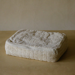 Soft terry packing cube in 100% cotton with zip closure