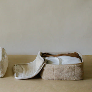 Soft terry packing cube in 100% cotton with zip closure