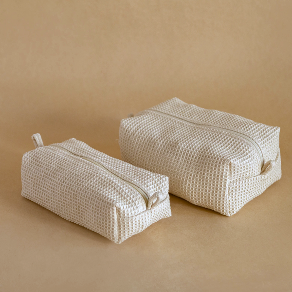 Waffle Accessory Pouch made from lightweight cotton waffle fabric