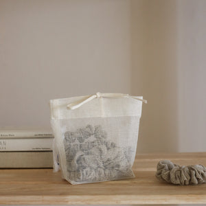 Linen Hair Scrunchies with Mesh Bag