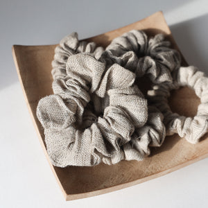 Linen Hair Scrunchies with Mesh Bag