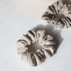 Linen Hair Scrunchies with Mesh Bag