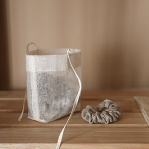 Linen Hair Scrunchies with Mesh Bag