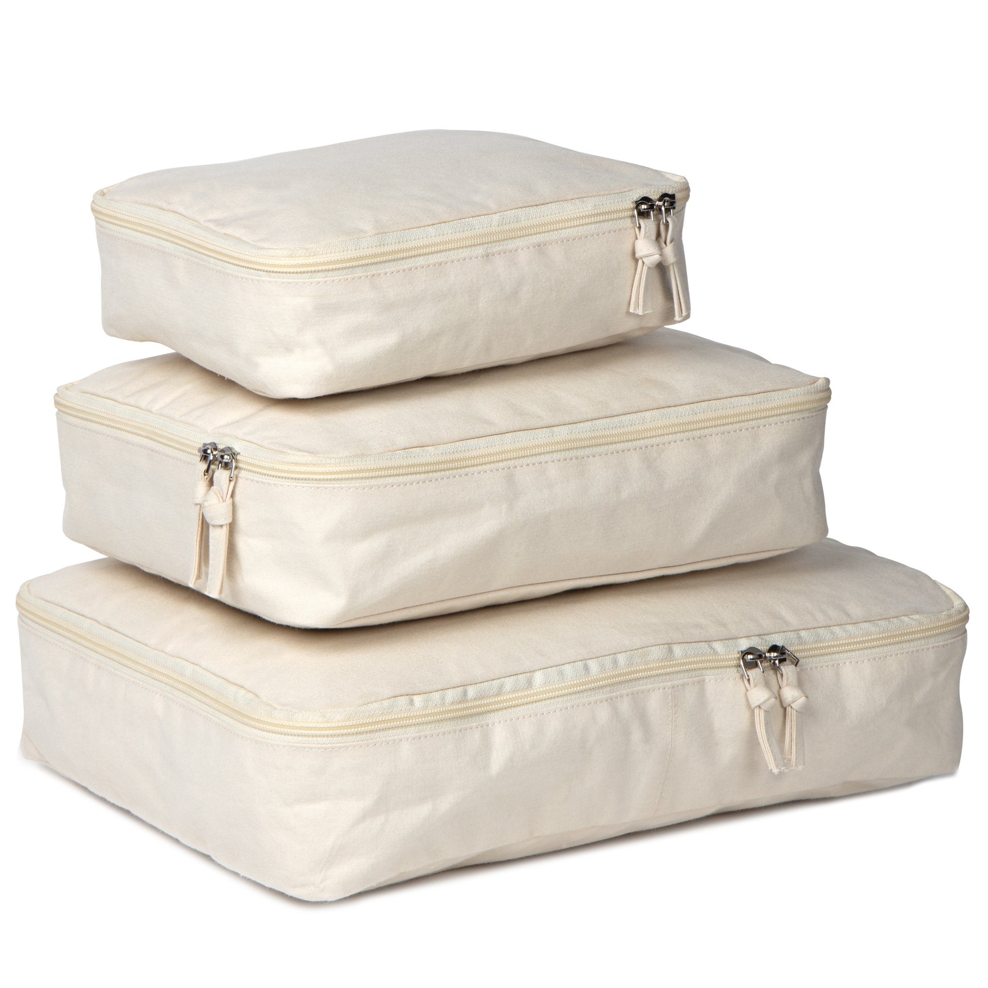 Travel organisers set of three in organic cotton canvas
