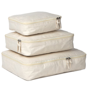 Travel organisers set of three in organic cotton canvas